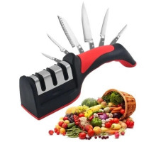 Точилка механическая Sharpener / ножеточка / двусторонняя заточка / станок / для ножей и ножниц / шлифовка / для кухни / 3 этапная заточка / ручная