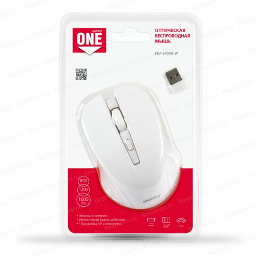 Мышь беспроводная SmartBuy ONE SBM-340AG-W, белый (USB)