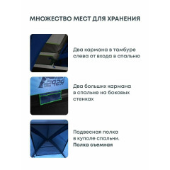 Палатка туристическая 3-х местная RSP Krewl 3 (синяя)