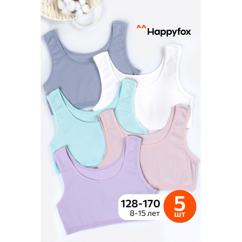 Майка-топ в рубчик для девочки 5шт. Happyfox