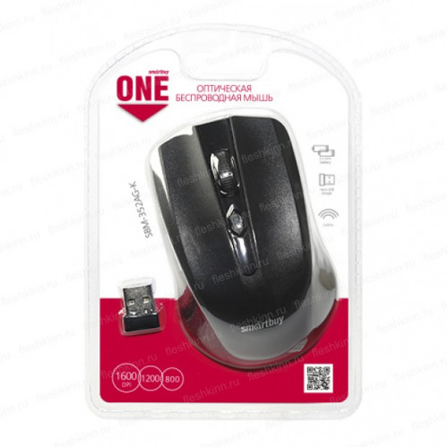 Мышь беспроводная SmartBuy ONE SBM-352AG-K, чёрный (USB)