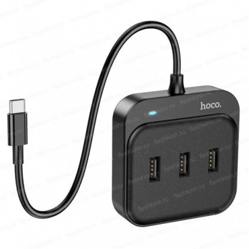 USB Хаб Hoco HB31 Type-C, 1xUSB3.0+3xUSB2.0, чёрный