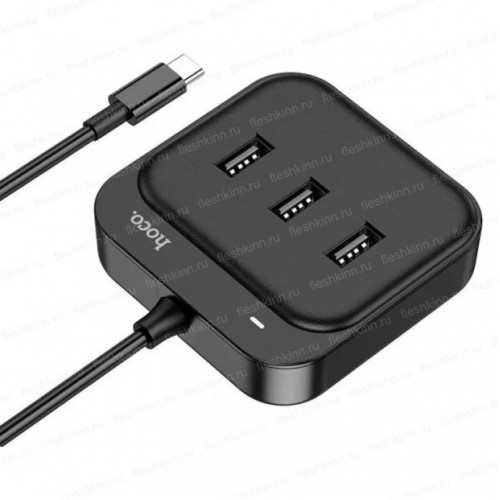 USB Хаб Hoco HB31 Type-C, 1xUSB3.0+3xUSB2.0, чёрный