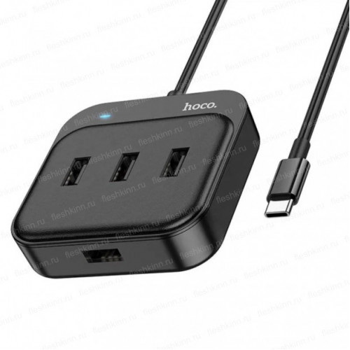 USB Хаб Hoco HB31 Type-C, 1xUSB3.0+3xUSB2.0, чёрный