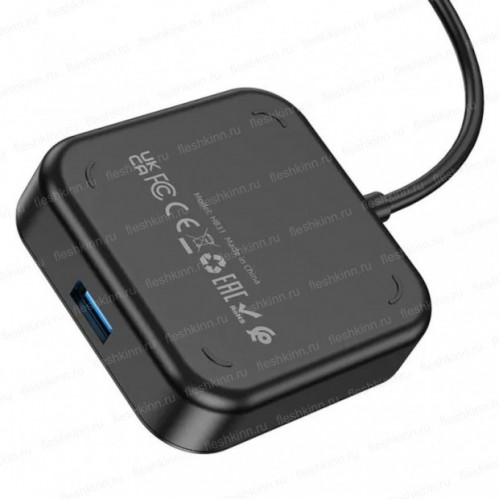 USB Хаб Hoco HB31 Type-C, 1xUSB3.0+3xUSB2.0, чёрный