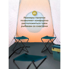 Палатка для рыбалки, зимняя, утепленная, внутренний каркас, 3-местная