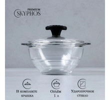 Салатник с крышкой "Дорна" 1000 мл , Иран, стеклянный
