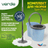 Швабра с отжимом и ведром для мытья полов комплект для уборки Spin Mop VERDE 16 литров голубой