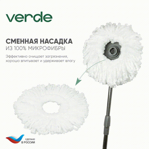 Швабра с отжимом и ведром для мытья полов комплект для уборки Spin Mop VERDE 16 литров голубой